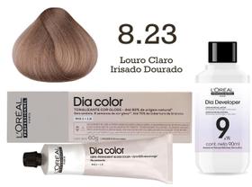 Tonalizante Dia Color 8.23 Louro Claro Irisado Dourado + Emulsão Reveladora 9v L'Oréal Professionnel Tonalizante Dia Color 8.23 Louro Claro Irisado Dourado + Emulsão Reveladora 9v L'Oréal Professionnel