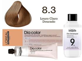 Tonalizante Dia Color 8.3 Louro Claro Dourado + Emulsão Reveladora 9v L'Oréal Professionnel
