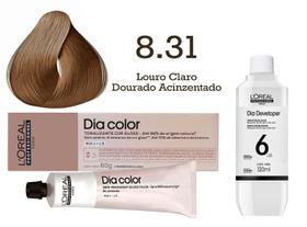 Tonalizante Dia Color 8.31 Louro Claro Dourado Acinzentado + Emulsão Reveladora 6v L'Oréal Professionnel