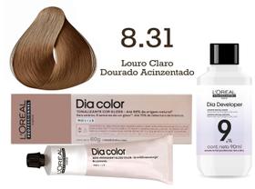 Tonalizante Dia Color 8.31 Louro Claro Dourado Acinzentado + Emulsão Reveladora 9v L'Oréal Professionnel