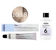 Tonalizante Dia Light 10.18 Milkshake Louro Claríssimo Cendré Moca + Revelador 6 L'Oréal Professionnel