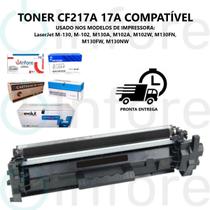 Toner CF217A 17A P/ Impressora M130 M102 M130A M102A M102W M130FN M130FW M130NW Compatível