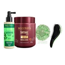 Tônico Antiqueda +Máscara Shitake Bio Extratus +Escova/Touca