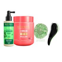 Tônico Jaborandi + Máscara Brilho Bio Extratus +Escova/Touca