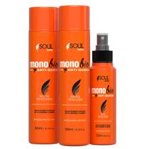Tônico Poderoso Antiqueda Crescimento Biotina Óleo de Rícino Kit Monobio Soul Care Profissional