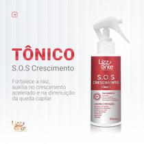 Tônico SOS Crescimento 100 ml Lizz ante Crescimento Acelerado Preenche Falhas Combate Calvice Aumento Volume Massa Capilar Combate Caspa Oleosidade