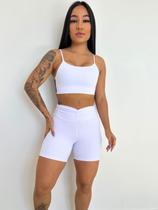 Top Academia Fitness Duplo Alça Fina Zero Transparência COR:BRANCOTAMANHO:M
