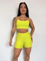 Top Academia Fitness Duplo Alça Fina Zero Transparência COR:VERDE ABACATETAMANHO:G