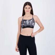 Top Adidas Flower Aeroreact Suporte Leve Feminino Preto e Cinza