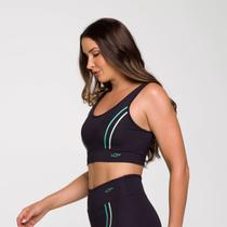 Top Adrenaline Preto Poliamida com Estampa Verde Modelo Nada