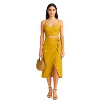 Top Alça Elástico Costas Iolzze Linho Amarelo