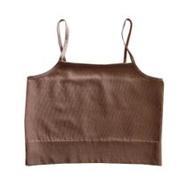 Top Alça Fina Sem Costura Basic+ Café GG