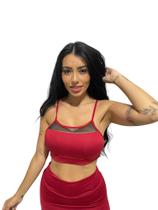 Top alcinha tule com bojo removível TB moda fitness academia e ginástica