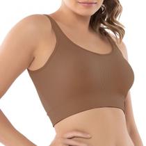 Top alongado sem costura decote em v e alças tipo camiseta 4196 dr capuccino g