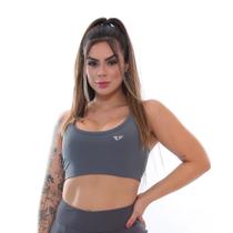 Top Alta Sustentação Academia Fitness Treino Cinza