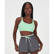 Top Alto Giro Feminino Com Recortes Tule Fitness Esportivo Top Alto Giro Feminino Com Recortes Tule Fitness Esportivo