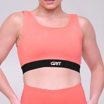 Top Authen Grit Bossa Reto C/ Bolso - feminino - coral e preto
