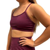 Top Basic Feminino Fitness Academia Poliamida Malbec Alça Com Sustentação