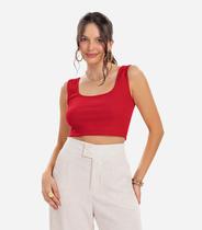 Top Básico Feminino em Ribana Rovitex Vermelho Top Básico Feminino em Ribana Rovitex Vermelho