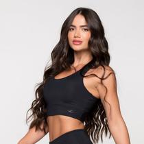 Top Básico Fitness Academia Poliamida Preto