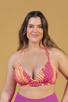 Top Biquíni Cortinão Com Alças Largas Estampado