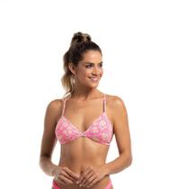 Top Biquíni Fixo Estampado Abstrato Rosa Shine Top Biquíni Fixo Estampado Abstrato Rosa Shine