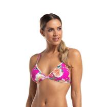 Top Biquini Fixo Estampado Rosas Pink Power Top Biquini Fixo Estampado Rosas Pink Power