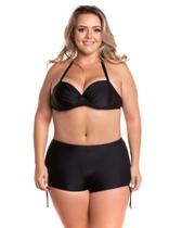 Top Biquíni frente única plus size com base transpassada preto