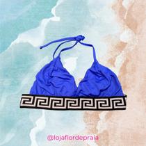 Top Biquíni Lista Geométrica Azul - Flor de Praia