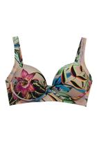 Top Biquíni Meia Taça Borboleta Estampado Floral Top Biquíni Meia Taça Borboleta Estampado Floral