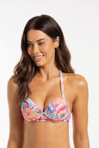 Top Biquíni Meia Taça Com Recorte Estampado