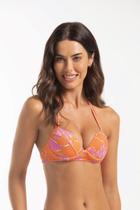 Top Biquíni Meia Taça Com Recorte Estampado