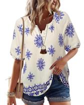 Top boho exclusivo para mulheres, elegante, casual, de manga folhada Top boho exclusivo para mulheres, elegante, casual, de manga folhada
