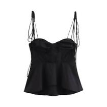 Top Bustier Assimétrico Feminino - Decote em Coração, Alças Amarradas e Zíper Lateral