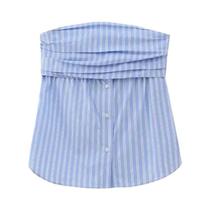 Top Bustier Vintage Sem Alças Para Mulheres, Ajuste Slim, Costas Descobertas, Em Popeline