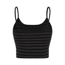 Top Cami Listrado Com Botões Para Mulheres, Sem Mangas, Estilo Gótico Punk De Verão, Crop Y2K Grunge Top Cami Listrado Com Botões Para Mulheres, Sem Mangas, Estilo Gótico Punk De Verão, Crop Y2K Grunge