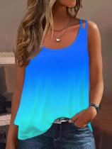 Top Cami Sem Mangas Com Recortes Em Ombre Tamanho plus Casual De Verão Para Mulheres