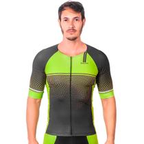Top camisa com mangas triathlon elite fluor power proteção uv 50+ kauna