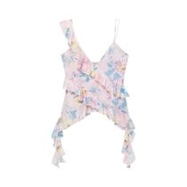 Top Camisole Sem Mangas Com Estampa De Leopardo E Renda Para Mulheres, Top De Praia Verão Com Costas Top Camisole Sem Mangas Com Estampa De Leopardo E Renda Para Mulheres, Top De Praia Verão Com Costas