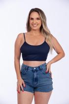 Top Canelado Alcinha Cropped Duplo Colorido Elastico