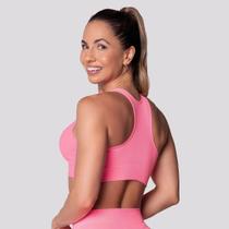 Top Canelado Selene Sem Costura Feminino Rosa Neon Top Canelado Selene Sem Costura Feminino Rosa Neon