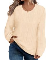 Top CARCOS, suéter feminino plus size de manga comprida, 5GG, branco creme