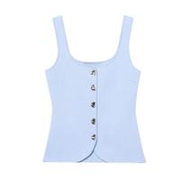 Top Casual Feminino De Primavera Estilo Corset Com Decote Redondo E Alças