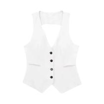 Top Casual Vintage Chic Sem Mangas Em Linho Elegante Para O Verão Feminino