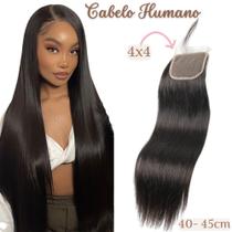 Top Closure Fibra 45cm Liso 4x4 Cabelo Humano Top Closure Fibra 45cm Liso 4x4 Cabelo Humano