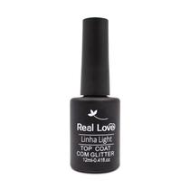 Top Coat Com Glitter Para Unhas Linha Light 12ML - Real Love Top Coat Com Glitter Para Unhas Linha Light 12ML - Real Love