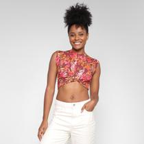 Top Colcci Cropped Floral Trançado Feminino