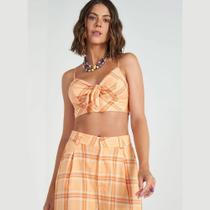 Top Colcci Cropped Xadrez Alças Reguláveis