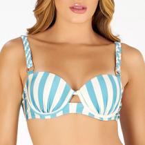 Top com Bojo e Alça Trança Estampado Listras Náuticas - Banho de Mar