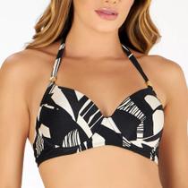 Top com Bojo e Recorte Estampado Calcário Abstrato - Banho de Mar Top com Bojo e Recorte Estampado Calcário Abstrato - Banho de Mar